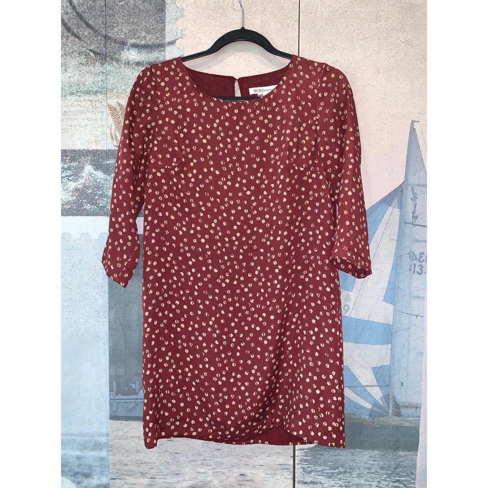 BCBG Polka Dot Fitted Shift Dress